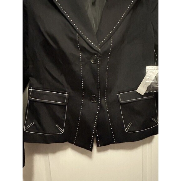 Worthington Women's Notch Lapel Blazer  Jacket Black Size 14 NWT White Stitching - Picture 14 of 16